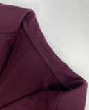 Women Autumn/Winter Solid V Neck Turndown Collar Pleated Blazer Dress