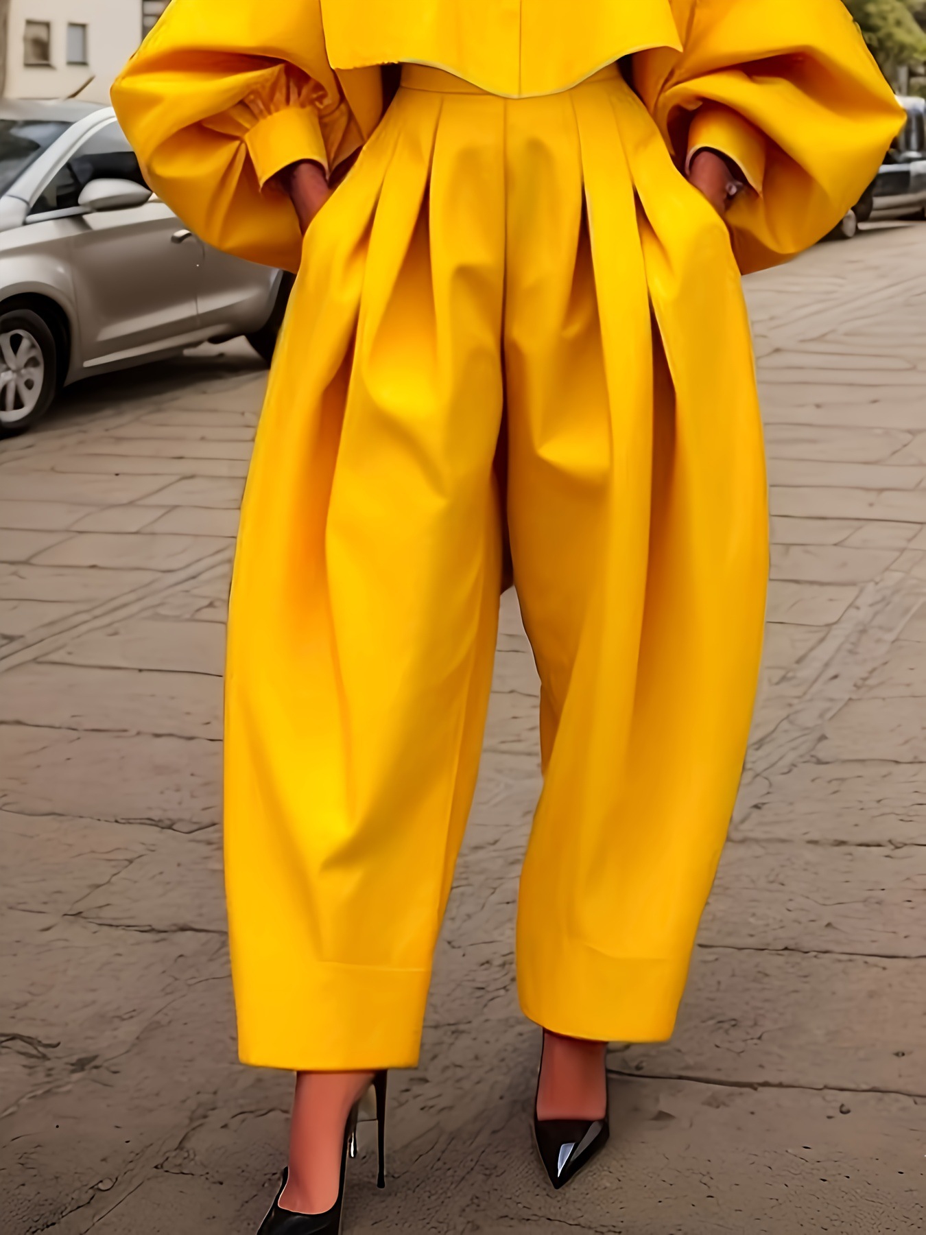 Women Irregular Long-Sleeved Top and Harem Pants Two-Piece Set