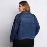 Plus Size Women Denim Long-Sleeved Top Jacket