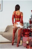 Women's Tight Fitting Bikini Three-Piece Mesh Bodystocking Lingerie Set