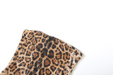 Women's Autumn Chic Leopard Print Tight Fitting Slim Fit Strapless Dress