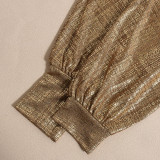 Women Autumn Sexy Slash Shoulder One-Shoulder Shiny Bodycon Dress