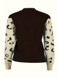 Plus Size Women Casual Leopard Top Sweater