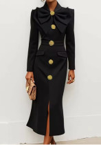 Women Large Butterfly Skirt with High Neck Slit Dress Women Large Butterfly Skirt with High Neck Slit Dress