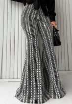 Women Autumn Striped Stretchy Bell Bottom Pant