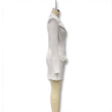 Women Autumn/Winter Solid V Neck Turndown Collar Pleated Blazer Dress