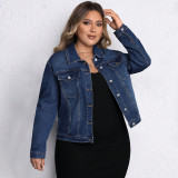 Plus Size Women Denim Long-Sleeved Top Jacket