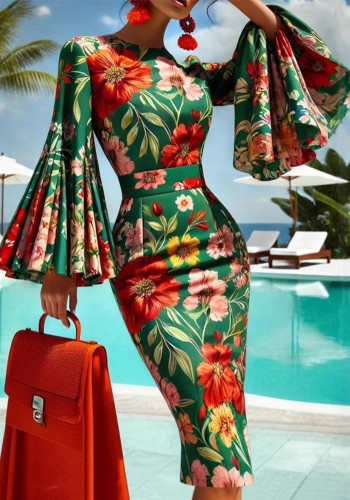 Women Elegant Sexy Printed Dress