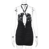 Women Summer Strapless Halter Neck Bodycon Dress