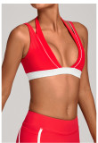 Women Color Block Patchwork Halter Neck Yoga Tank Top