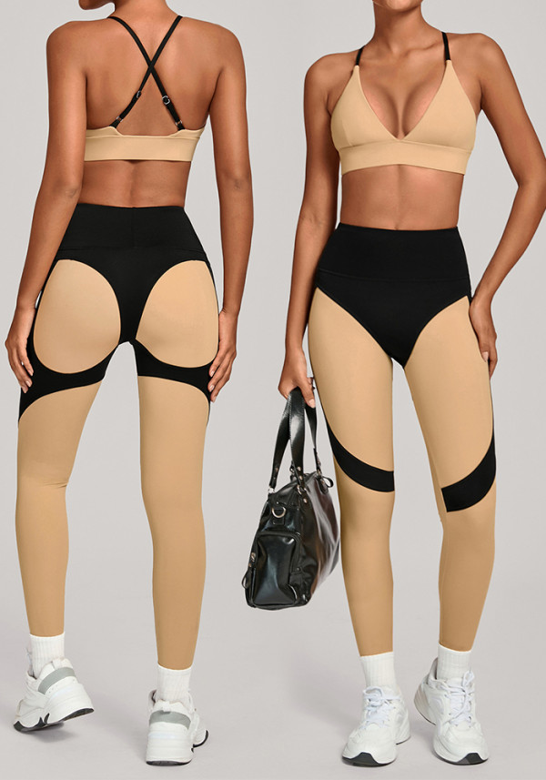 Women Color Block Yoga Two-Piece Set