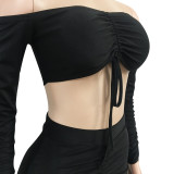 Women Grunge Sleeve Tie-up Top and Pant Two-piece Set