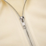 Women Autumn/Winter Solid Casual Stand Collar Long Sleeve Zipper Dress