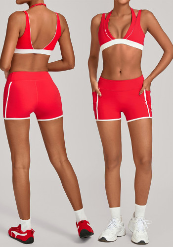 Women Color Block Patchwork Yoga Two-Piece Set