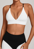 Women Adjustable Strap Color Block Yoga Bra Tank Top
