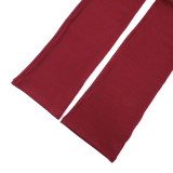 Women Casual Women Asymmetrical V-Neck Long Sleeve Top and Trousers Two-Piece Set