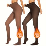 Women Autumn/Winter Fleece-Lined Basic Pantyhose
