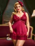 Plus Size Women V-Neck Camisole Sexy Backless Ruffle Dress