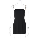 Women Winter Sexy Lace Patchwork Strapless Top and Skirt Two-Piece Set