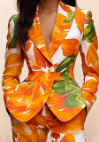 Women Autumn/Winter Elegant Printed Long-Sleeved V-Neck Blazer Jacket