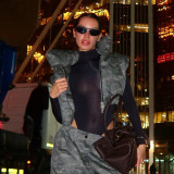 Women Autumn/Winter Camouflage Stand Collar Sleeveless Short Zipper Padding Vest