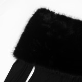 Women Autumn/Winter Off-Shoulder Sexy Furry Long Sleeve Jumpsuit
