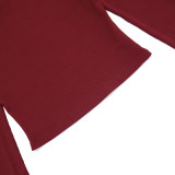 Women Casual Women Asymmetrical V-Neck Long Sleeve Top and Trousers Two-Piece Set