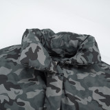 Women Autumn/Winter Camouflage Stand Collar Sleeveless Short Zipper Padding Vest