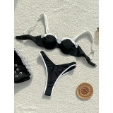 Women Black and White Patchwork Sexy Two Pieces Swimsuit
