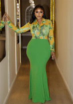 Plus Size Women Sexy Elegant Shirt Collar Printed Bodycon Dress Plus Size Women Sexy Elegant Shirt Collar Printed Bodycon Dress