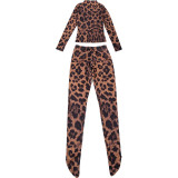 Women Autumn/Winter Printed Long-Sleeved Top and Pant Two-piece Set