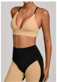 Women Adjustable Strap Color Block Yoga Bra Tank Top