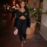 Women Autumn/Winter Sexy Hollow Out Patchwork Furry Jumpsuit