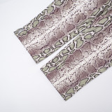 Women Autumn/Winter Elegant Sexy Sleeveless Snake Print Halter Jumpsuit