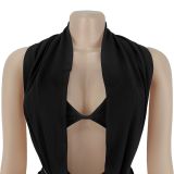 Women Sexy Solid Backless Top and Pants Two-piece Set