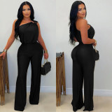 Women Casual Slash Shoulder Sleeveless Bodycon Jumpsuit