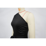 Women Sleeveless Slash Shoulder Solid Jumpsuit