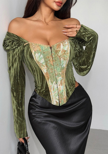 Women French Strapless Sexy Monet Oil Painting Herringbone Bra