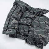 Women Autumn/Winter Camouflage Stand Collar Sleeveless Short Zipper Padding Vest