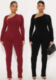 Women Casual Women Asymmetrical V-Neck Long Sleeve Top and Trousers Two-Piece Set