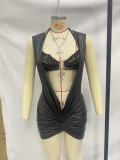 Women Cross Pendant Bra Chain Sexy Multi-Layer Beaded Body Chain Dress Set