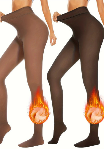 Women Autumn/Winter Fleece-Lined Basic Pantyhose