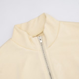 Women Autumn/Winter Solid Casual Stand Collar Long Sleeve Zipper Dress