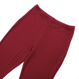 Women Casual Women Asymmetrical V-Neck Long Sleeve Top and Trousers Two-Piece Set