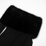 Women Autumn/Winter Off-Shoulder Sexy Furry Long Sleeve Jumpsuit