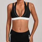 Women Color Block Patchwork Halter Neck Yoga Tank Top