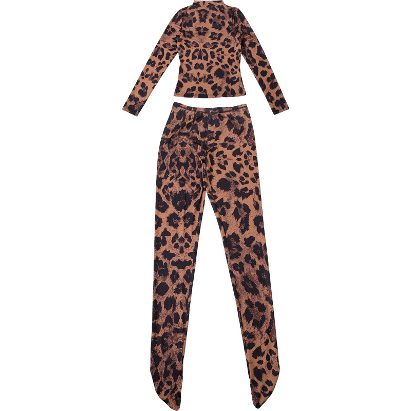 Women Autumn/Winter Printed Long-Sleeved Top and Pant Two-piece Set