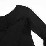 Women Autumn/Winter Sexy Hollow Out Patchwork Furry Jumpsuit