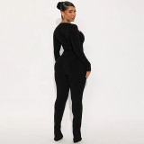 Women Casual Women Asymmetrical V-Neck Long Sleeve Top and Trousers Two-Piece Set