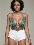 Women Pearl Beaded Tassel Bra Top